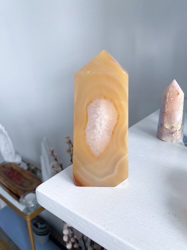 Orange Druzy Agate Slice