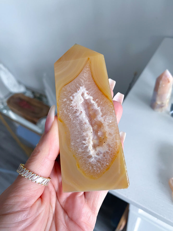 Orange Druzy Agate Slice