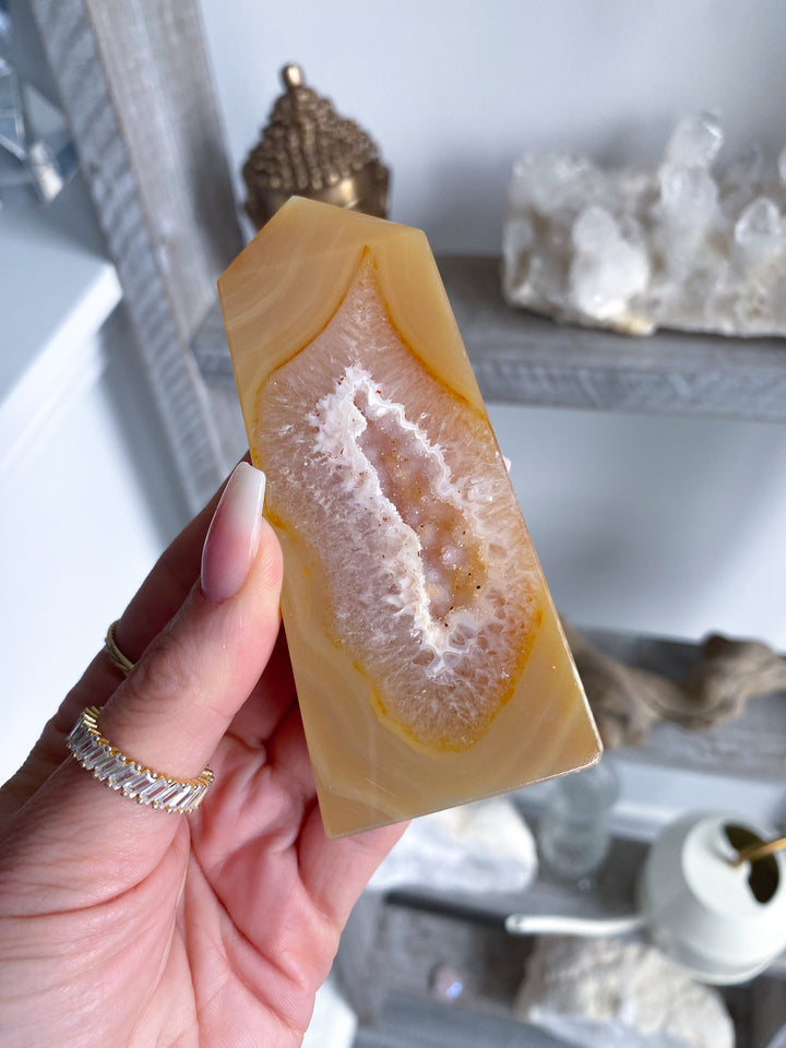 Orange Druzy Agate Slice