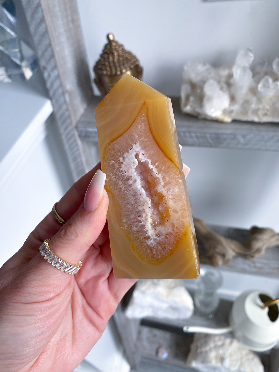 Orange Druzy Agate Slice