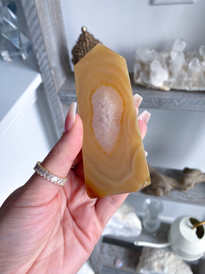 Orange Druzy Agate Slice