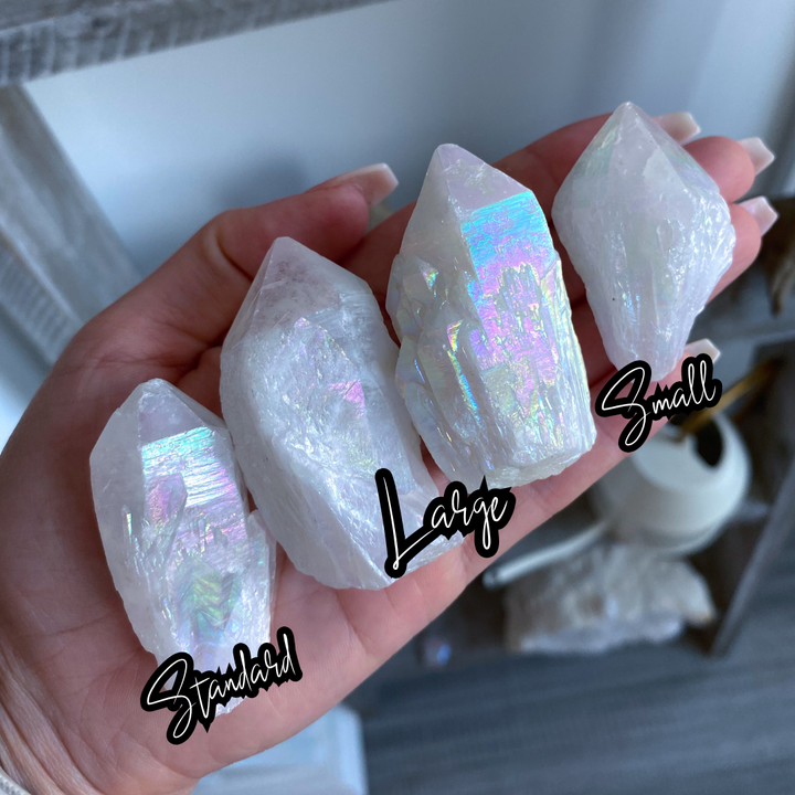 White Angel Aura Quartz Crystal Point