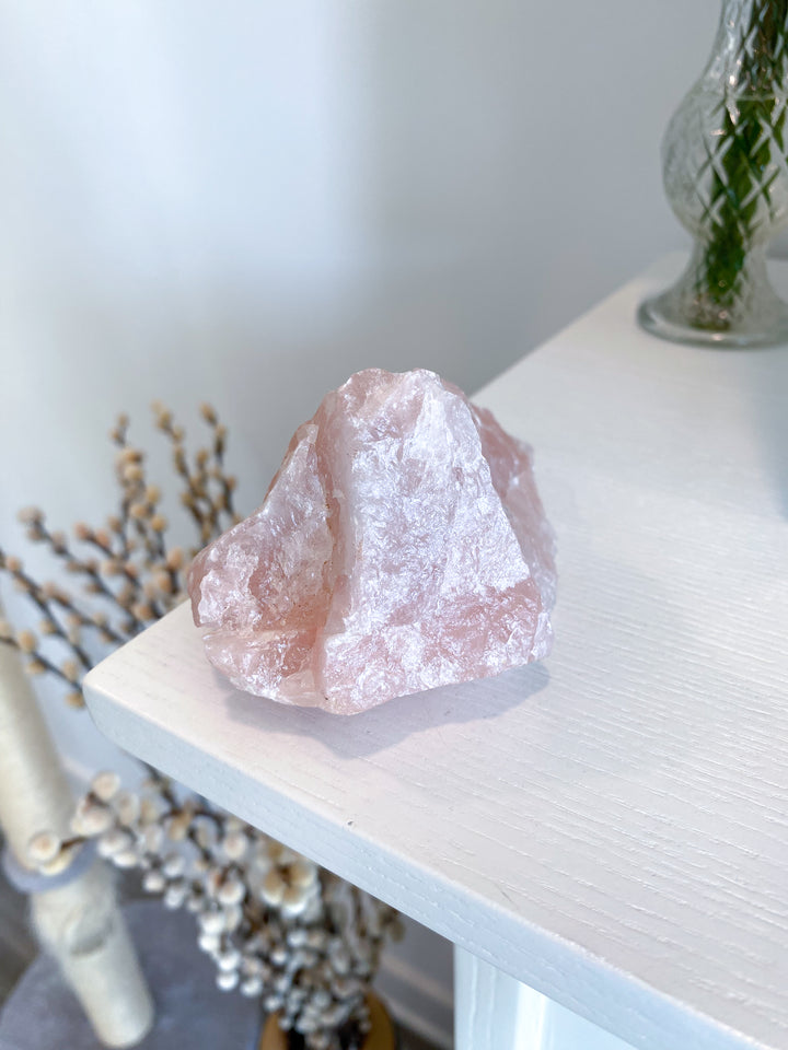 Rose Quartz Raw Chunk - Free Standing