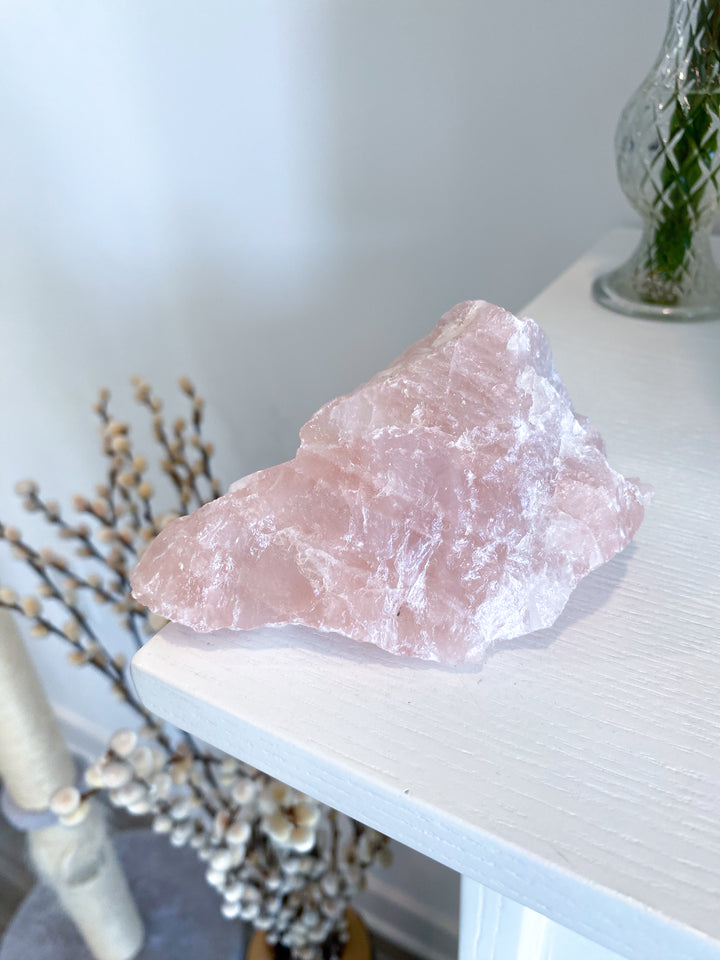 Rose Quartz Raw Chunk - Free Standing