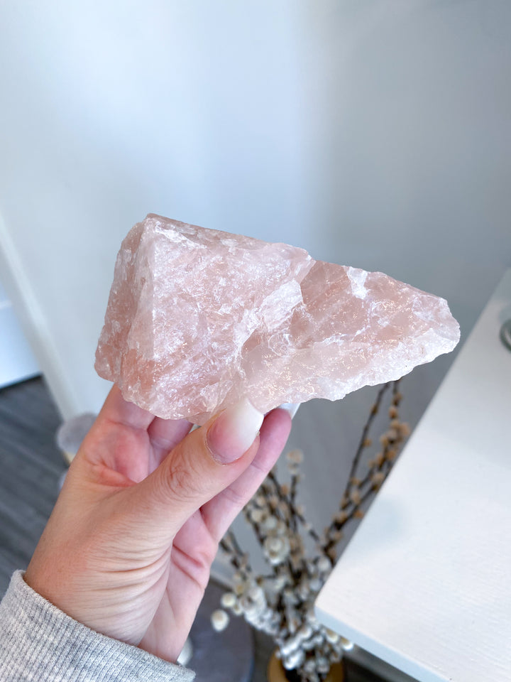 Rose Quartz Raw Chunk - Free Standing