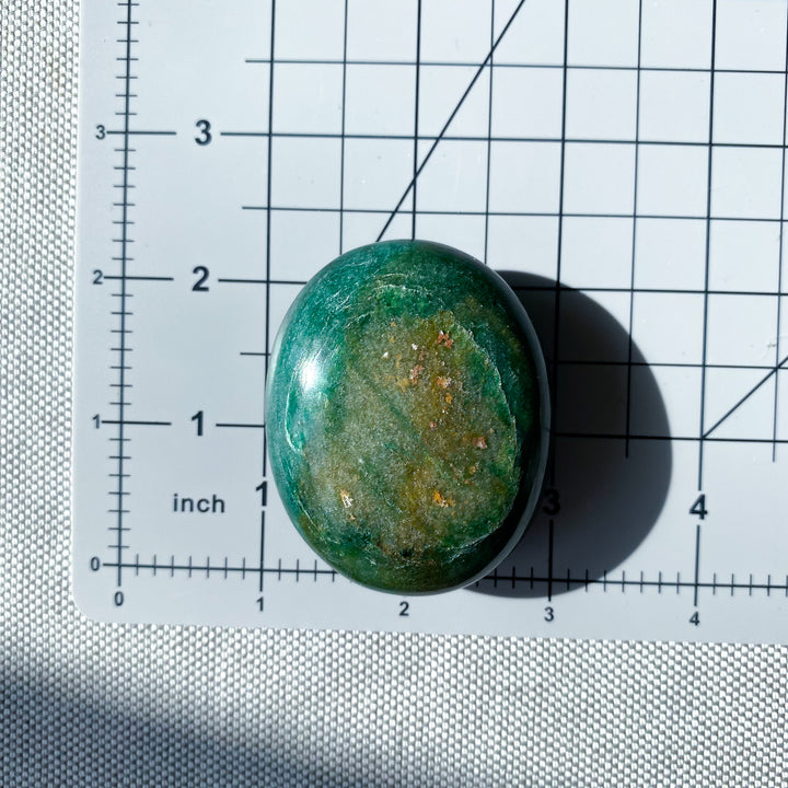 Green Aventurine Palm Stone with Mica and Hematite 