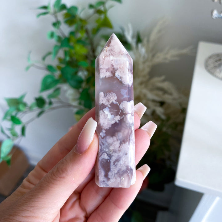 Pretty Pink Flower Agate Tower - You Choose