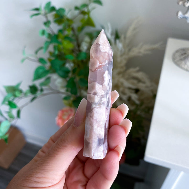 Pretty Pink Flower Agate Tower - You Choose