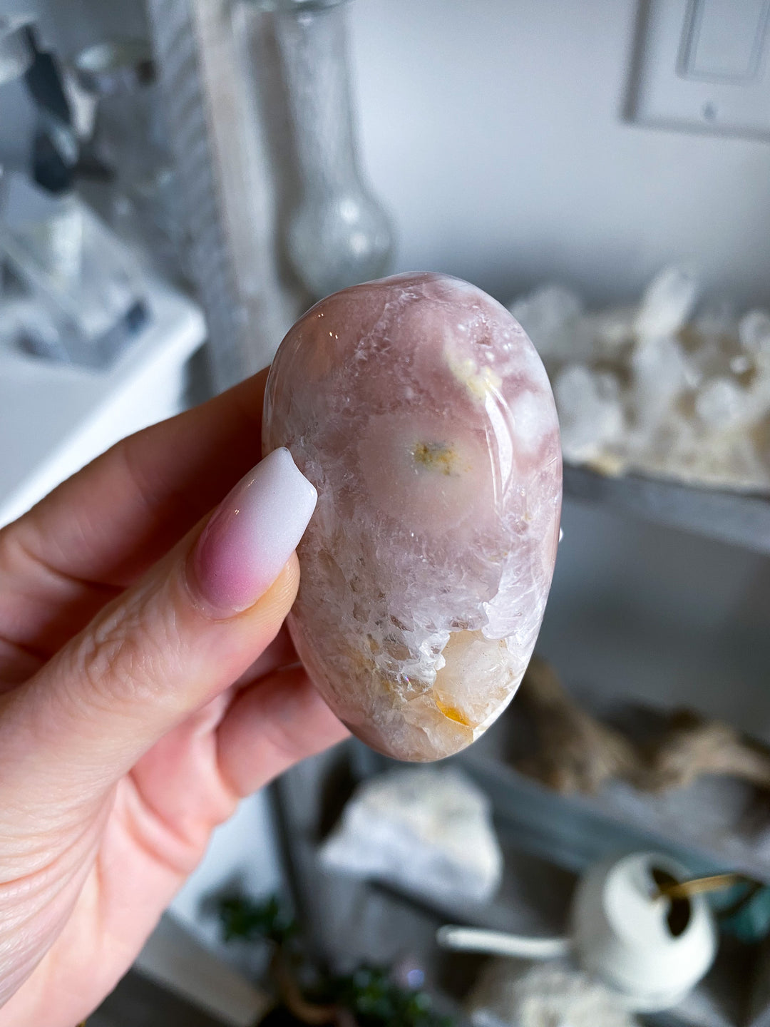 Pink Amethyst Palm Stone 