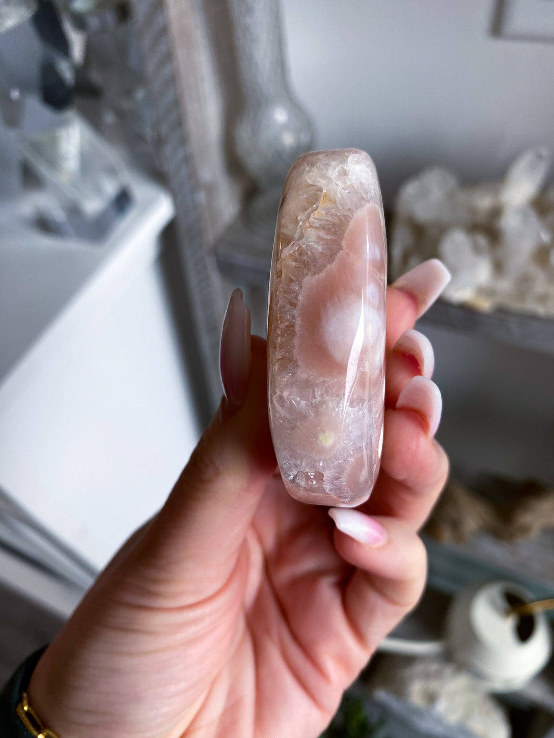 Pink Amethyst Palm Stone 