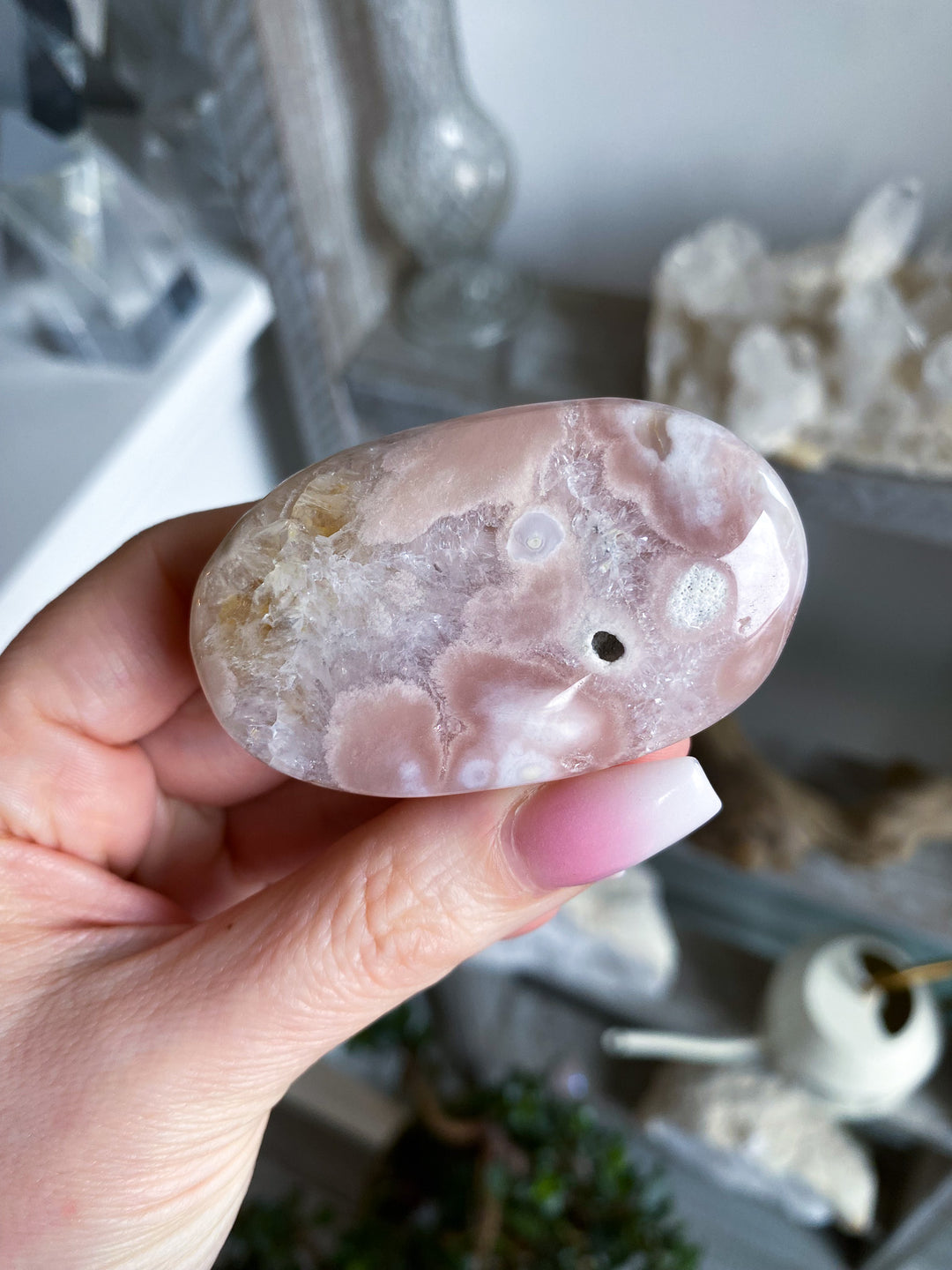 Pink Amethyst Palm Stone 