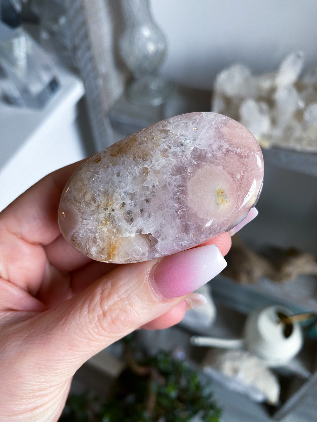 Pink Amethyst Palm Stone 