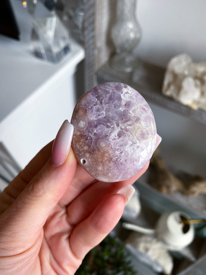 Pink Amethyst Palm Stone 