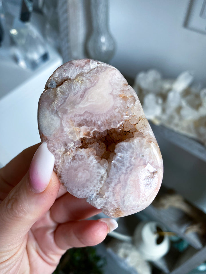 Drusy Pink Amethyst Palm Stone 