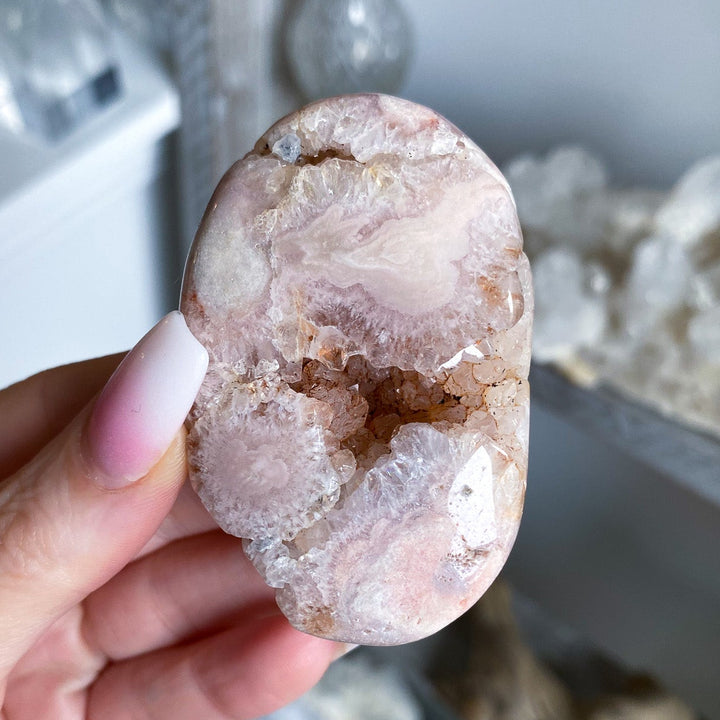 Drusy Pink Amethyst Palm Stone 