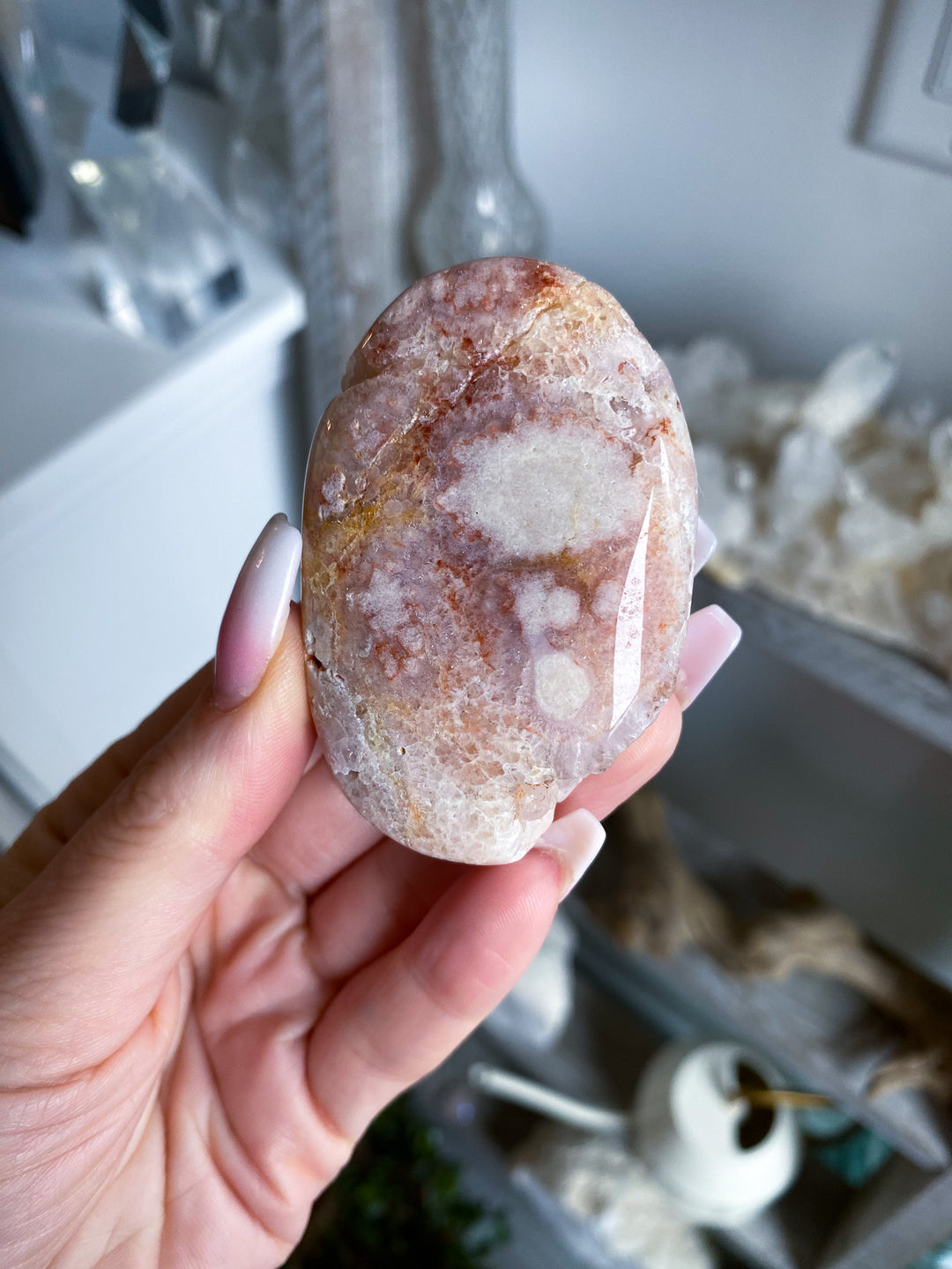 Drusy Pink Amethyst Palm Stone 