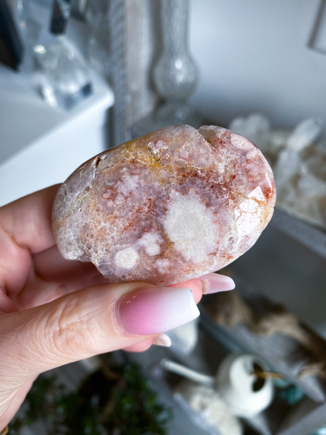 Drusy Pink Amethyst Palm Stone 