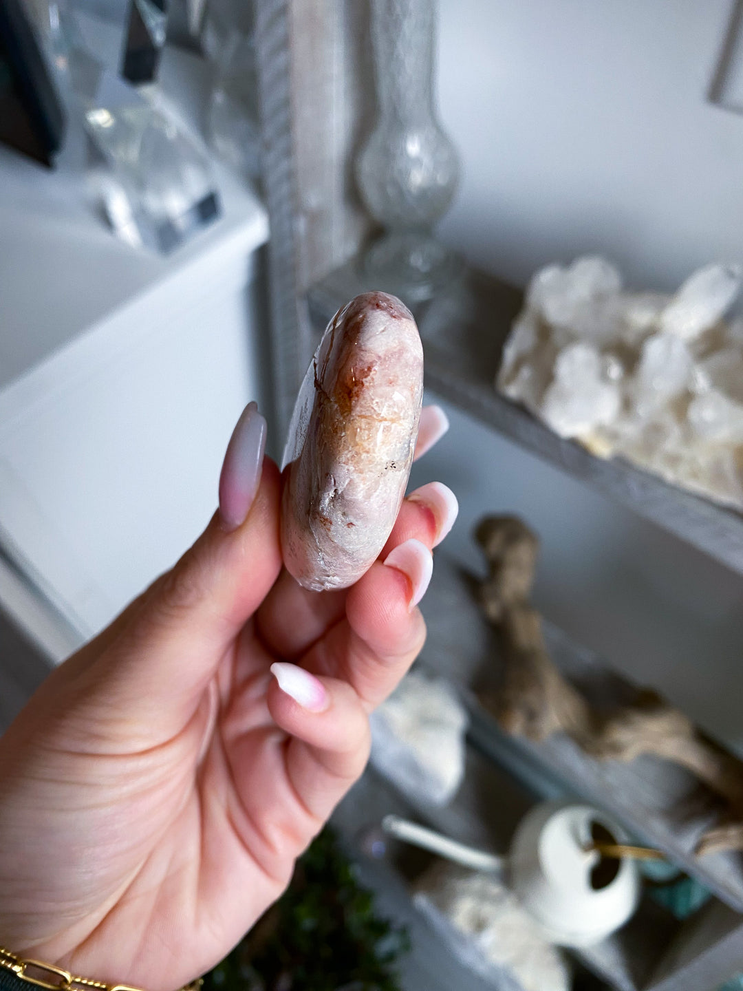 Drusy Pink Amethyst Palm Stone 