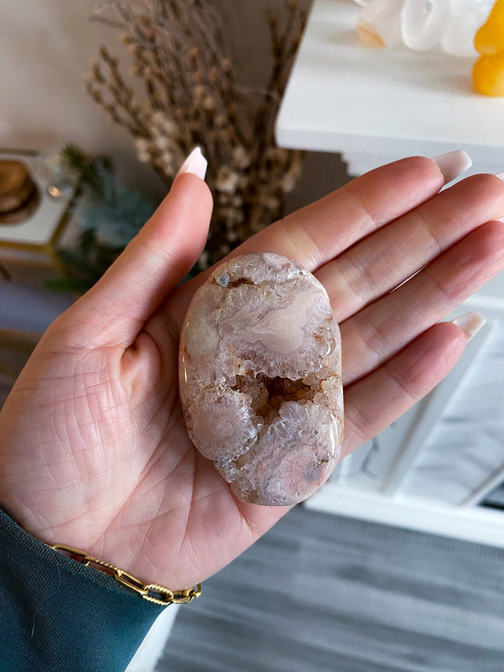 Drusy Pink Amethyst Palm Stone 