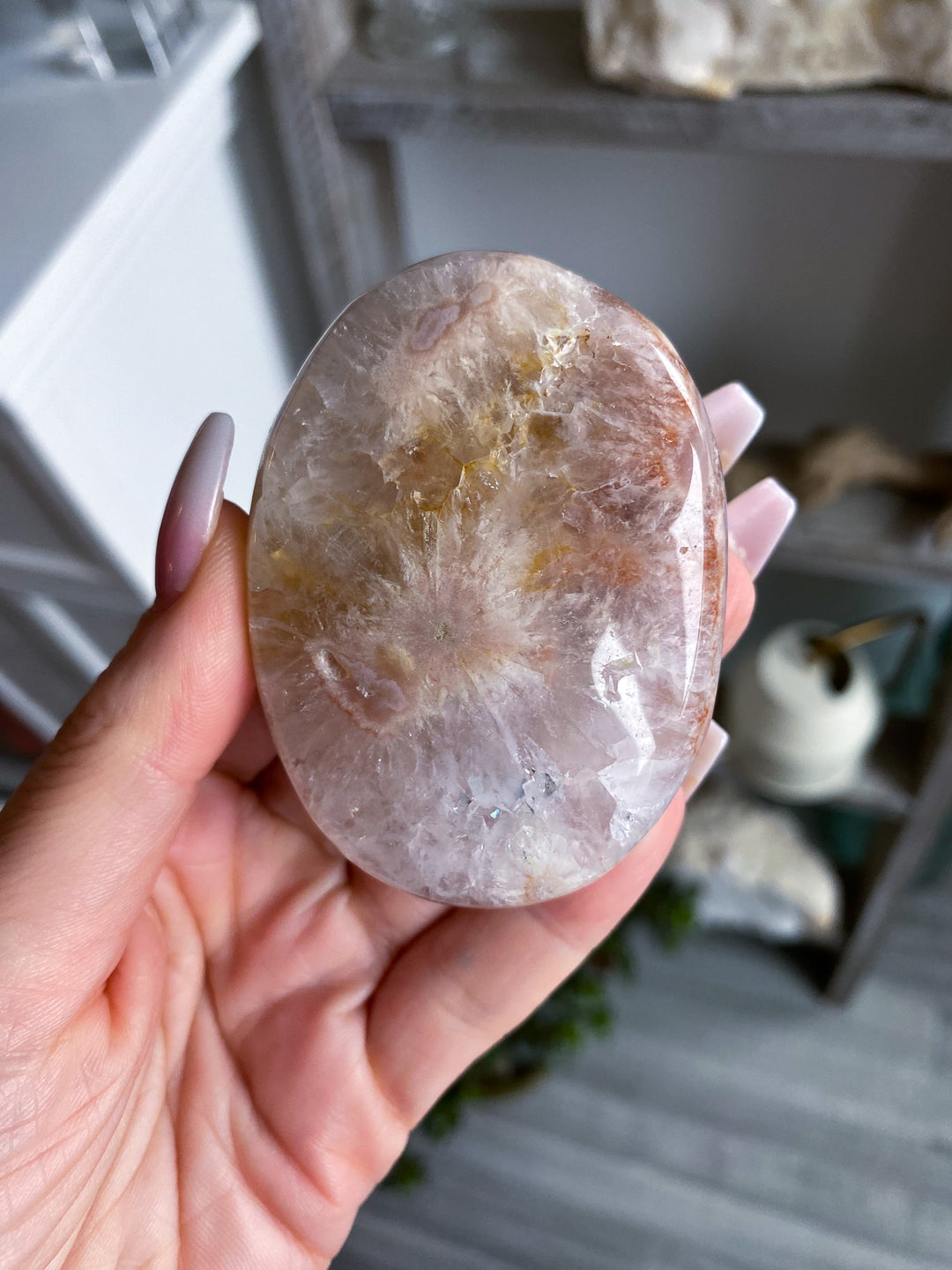 Magical Swirl Pink Amethyst Palm Stone 
