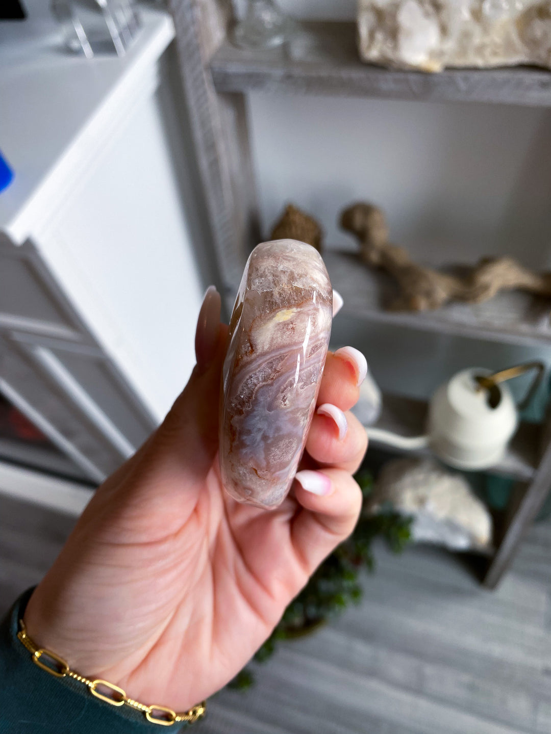 Magical Swirl Pink Amethyst Palm Stone 