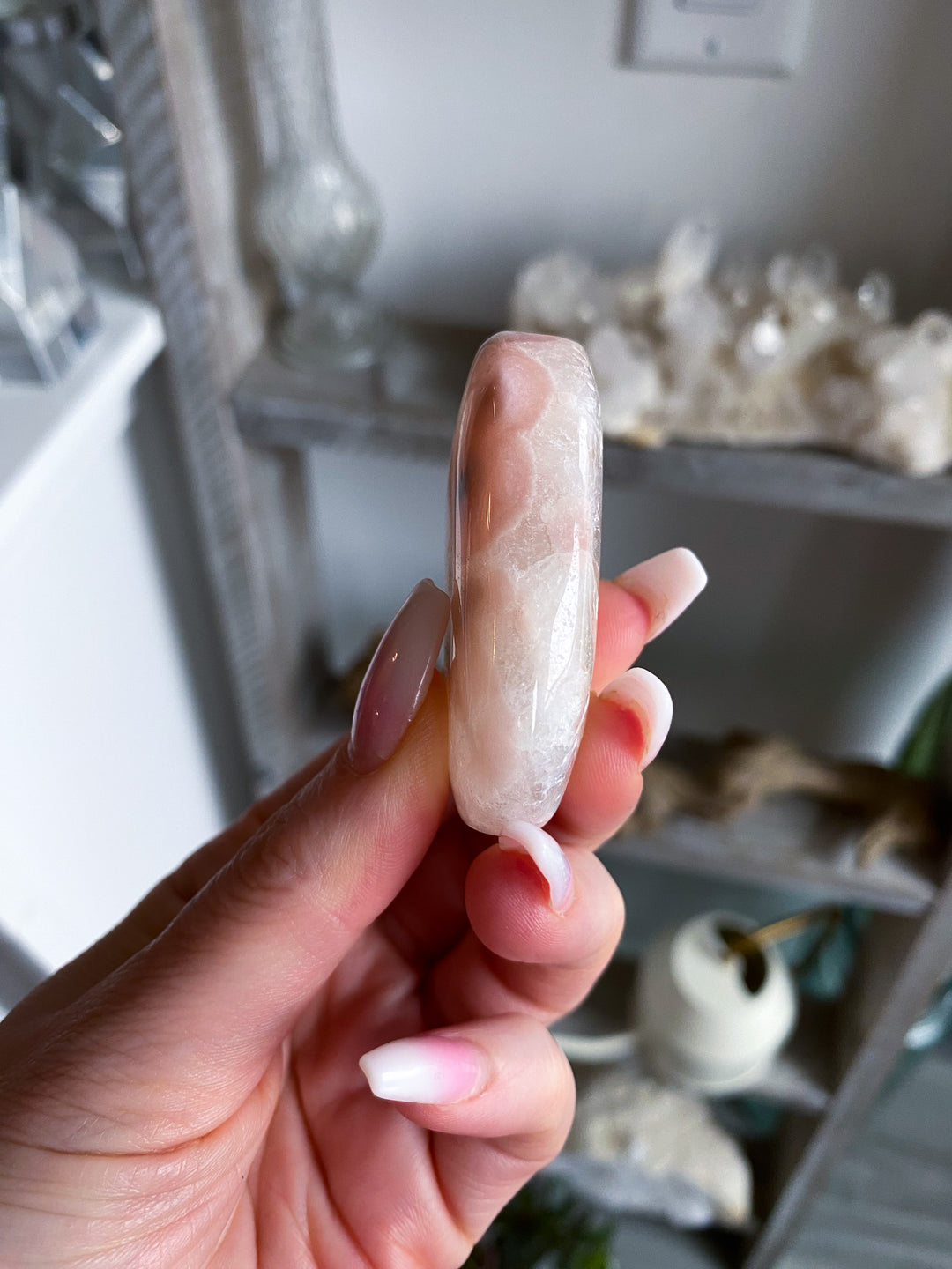 Pink Amethyst with Flower Agate Palm 