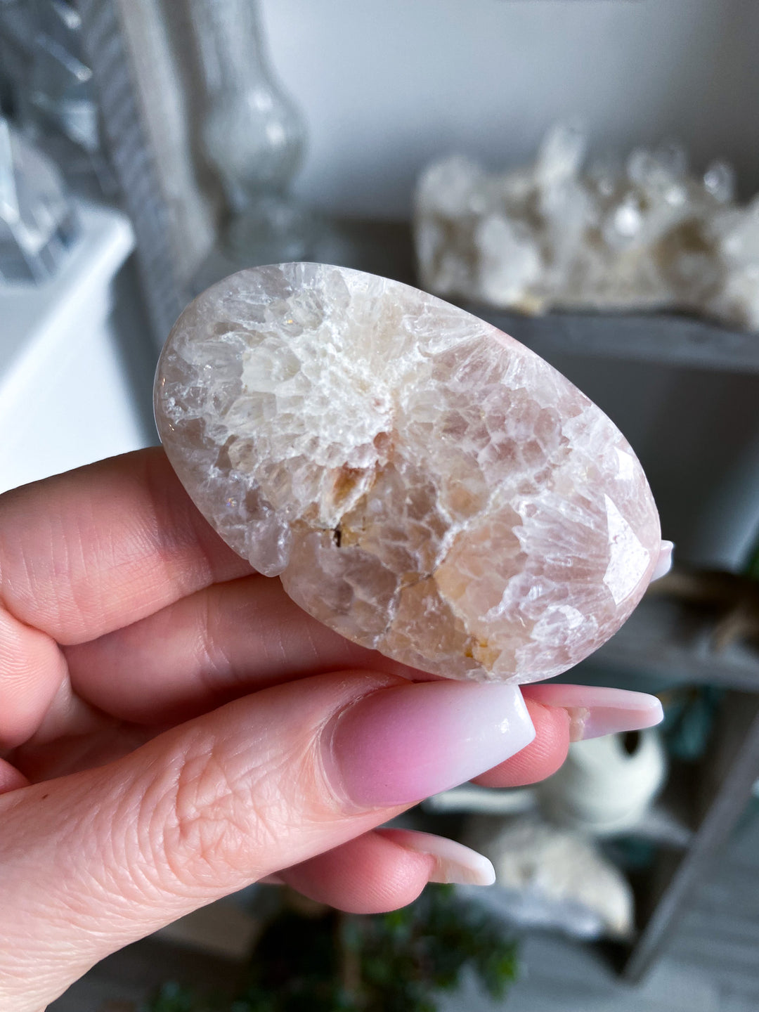 Pink Amethyst with Flower Agate Palm 