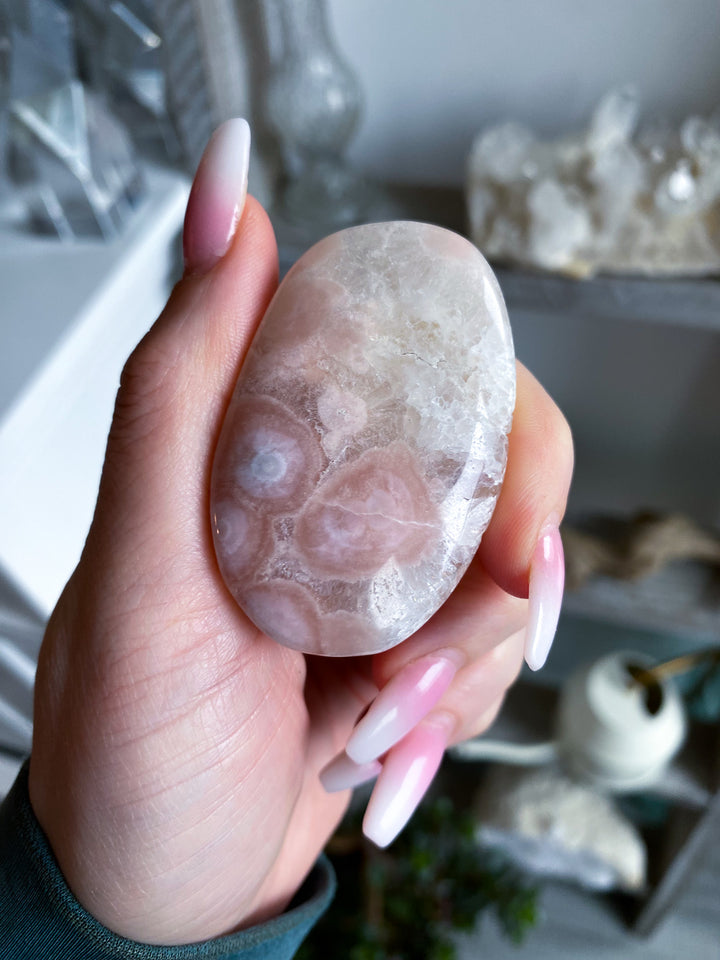 Pink Amethyst with Flower Agate Palm 