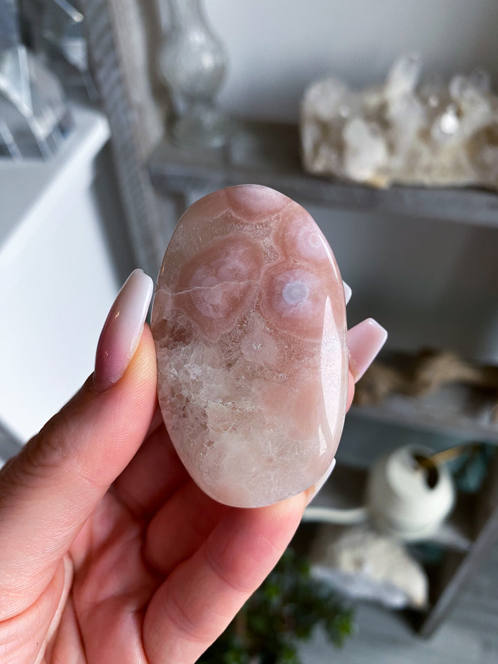 Pink Amethyst with Flower Agate Palm 