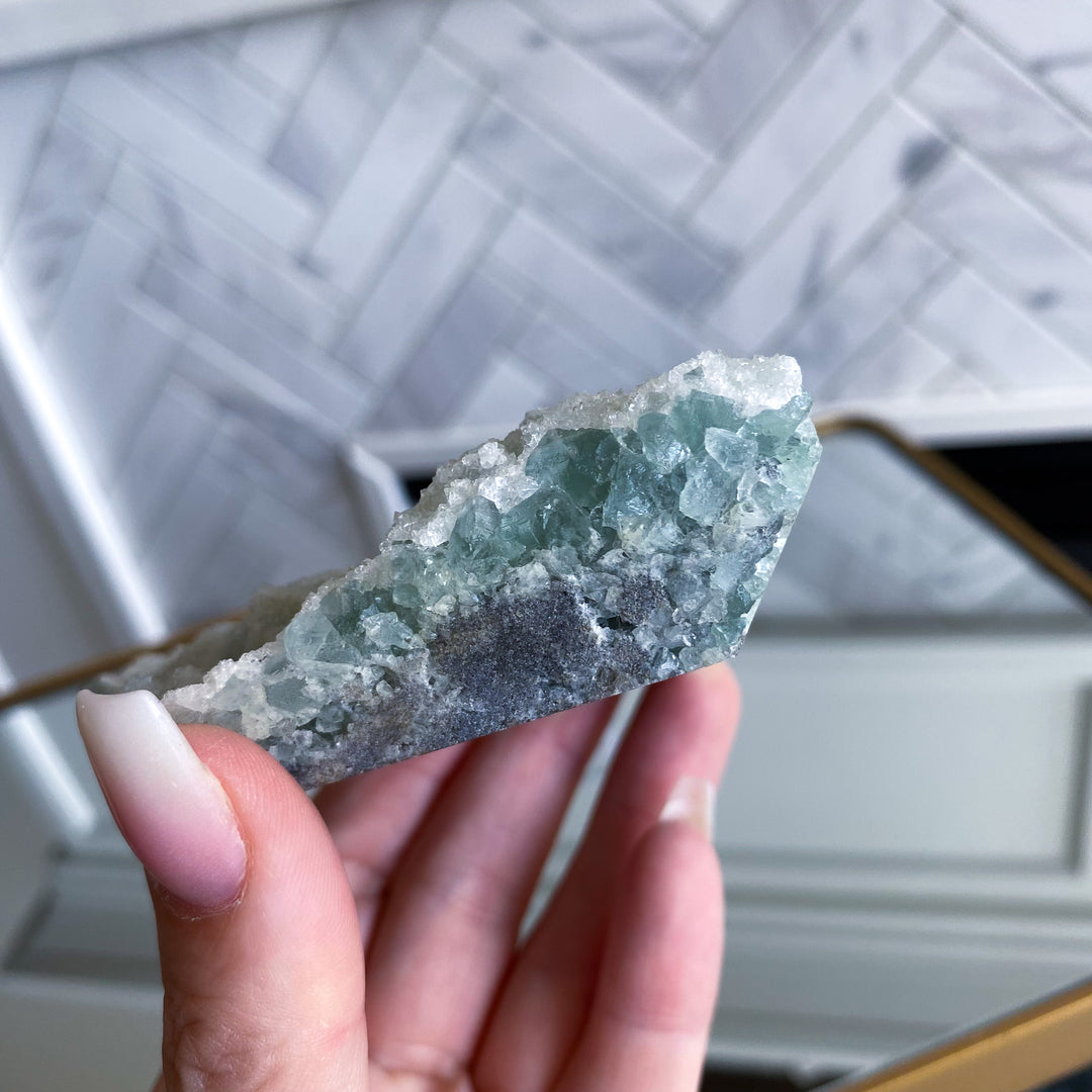 Light Aqua Green Sugar Fluorite Statement Piece 