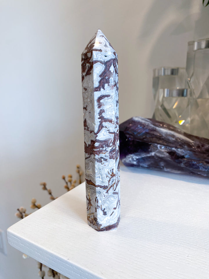 Mexican Crazy Lace Agate Tower 6"