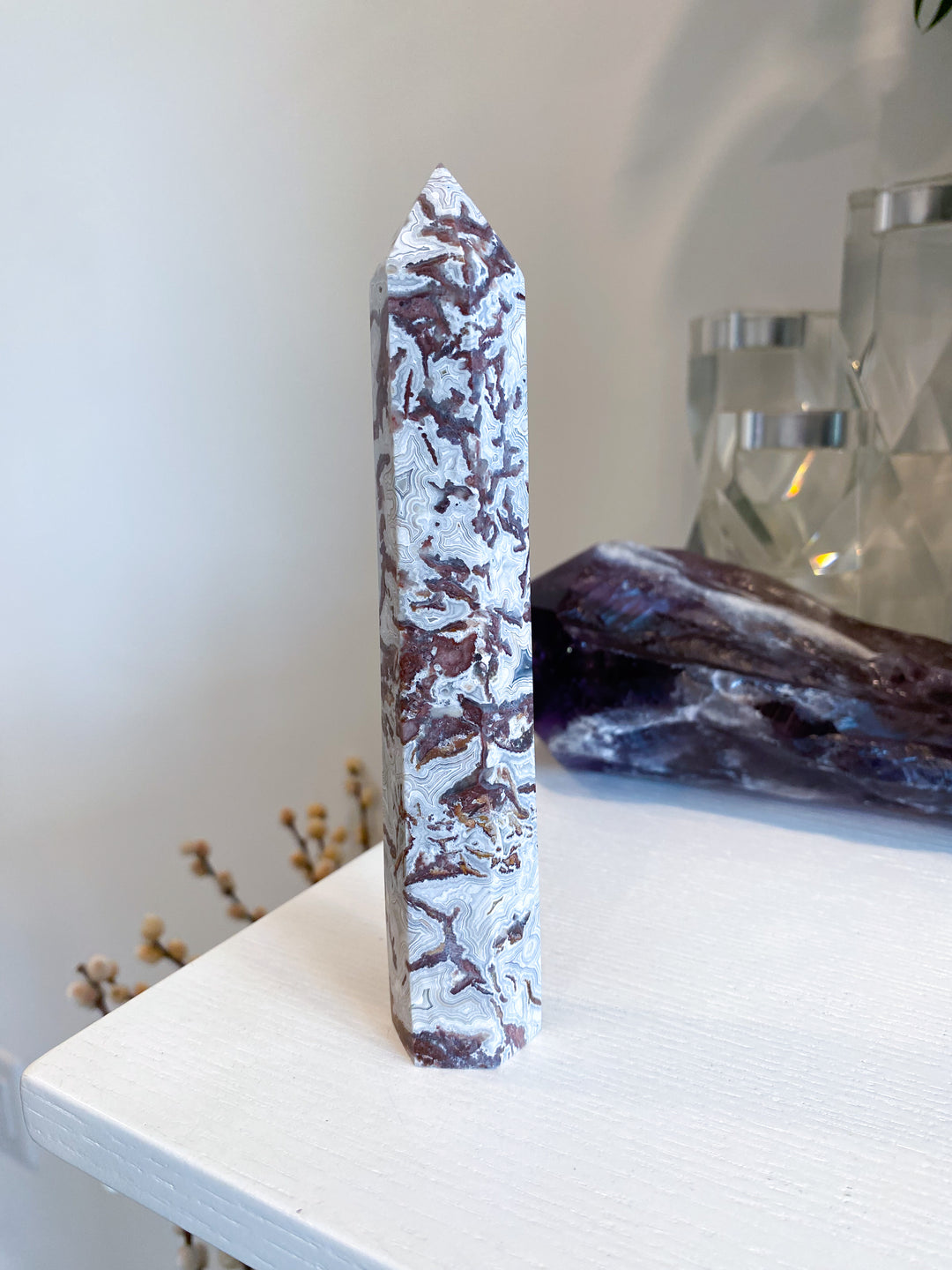 Mexican Crazy Lace Agate Tower 6"
