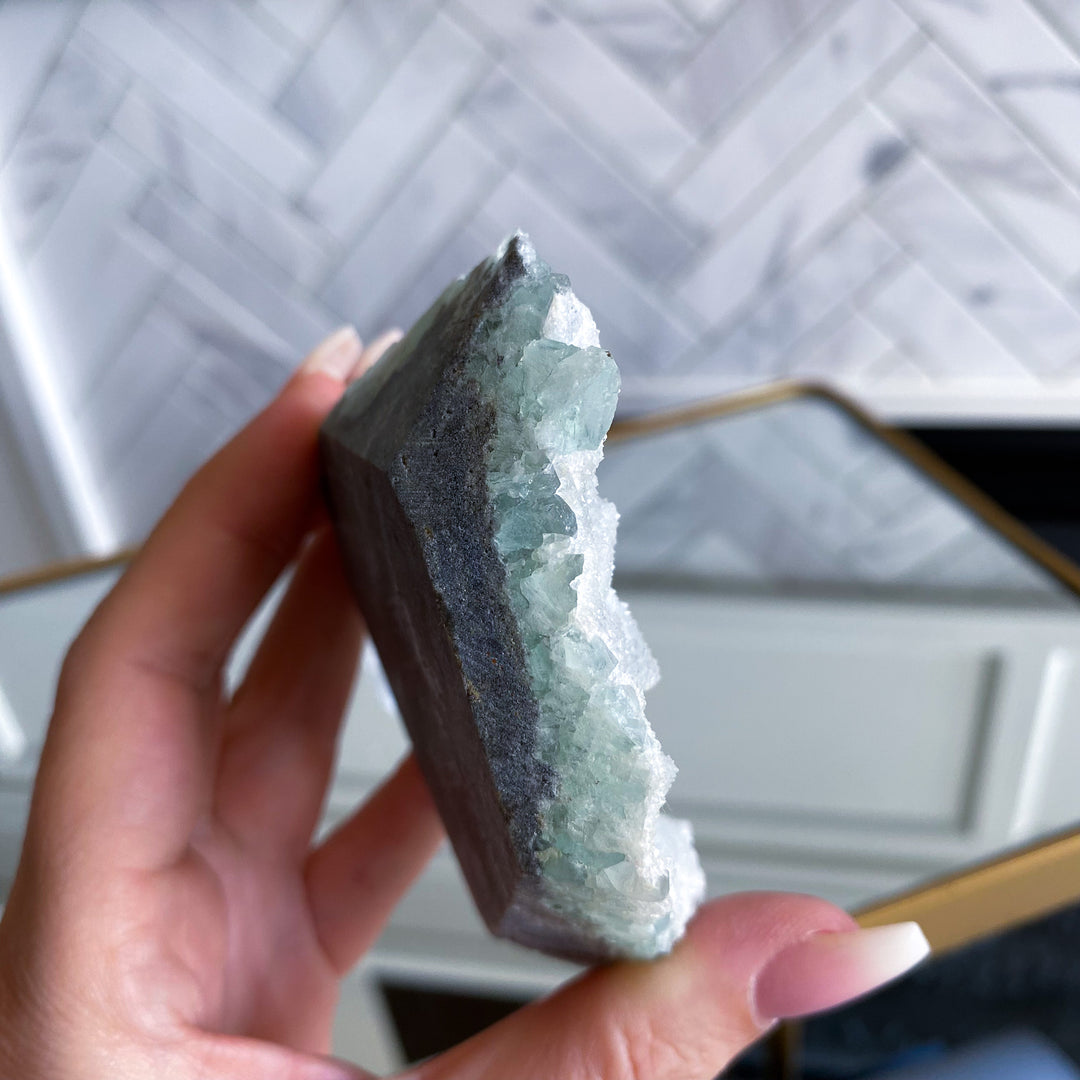 Light Aqua Green Sugar Fluorite Statement Piece 