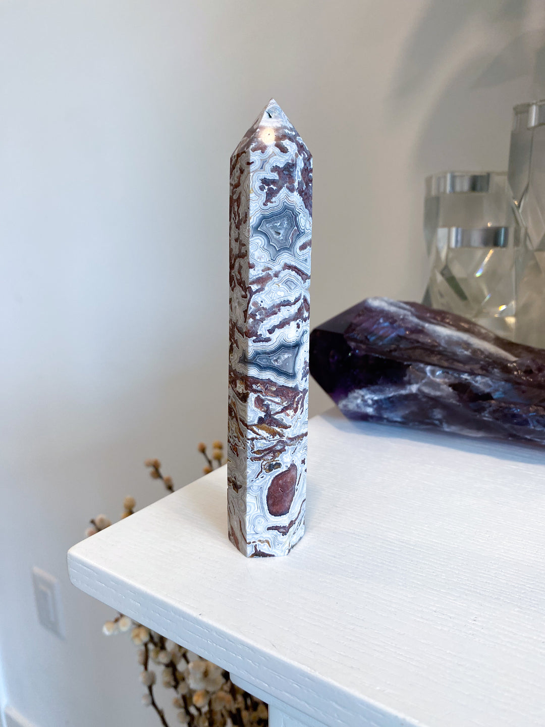 Mexican Crazy Lace Agate Tower 6"