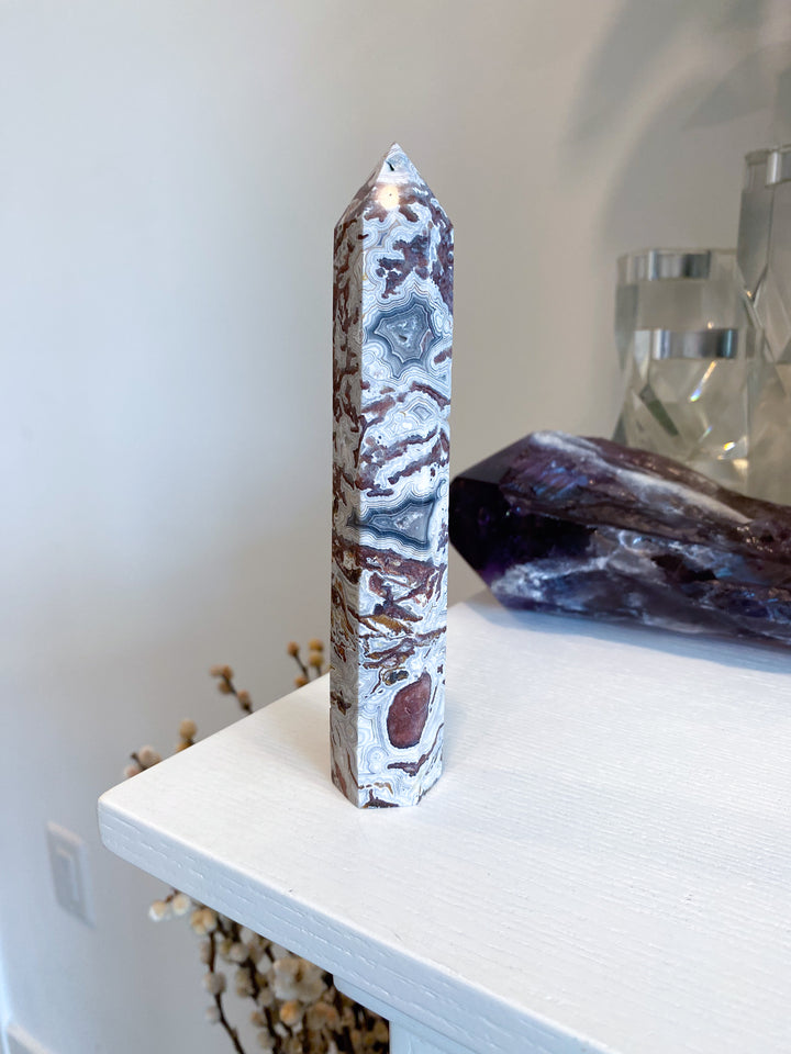 Mexican Crazy Lace Agate Tower 6"