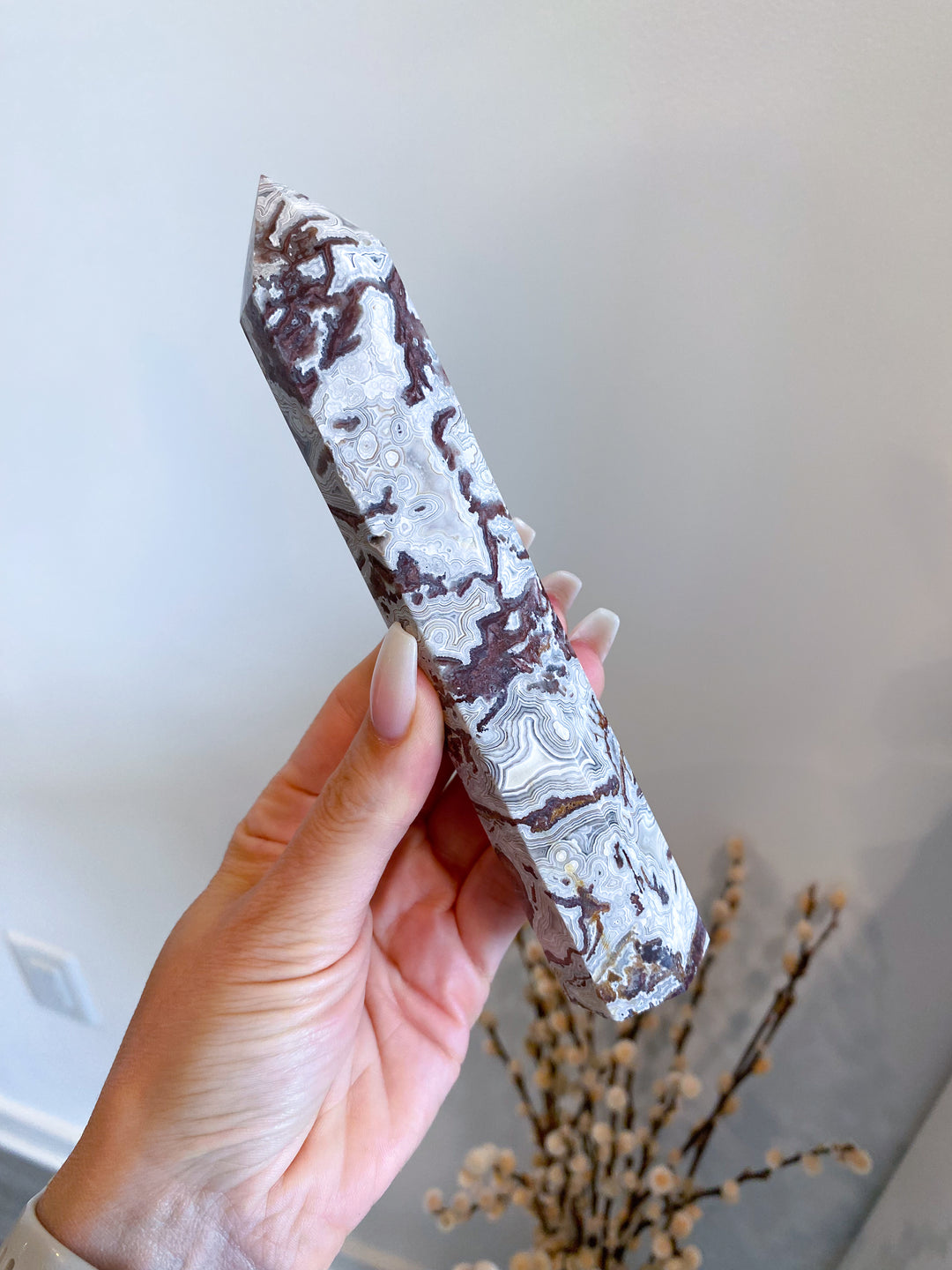 Mexican Crazy Lace Agate Tower 6"