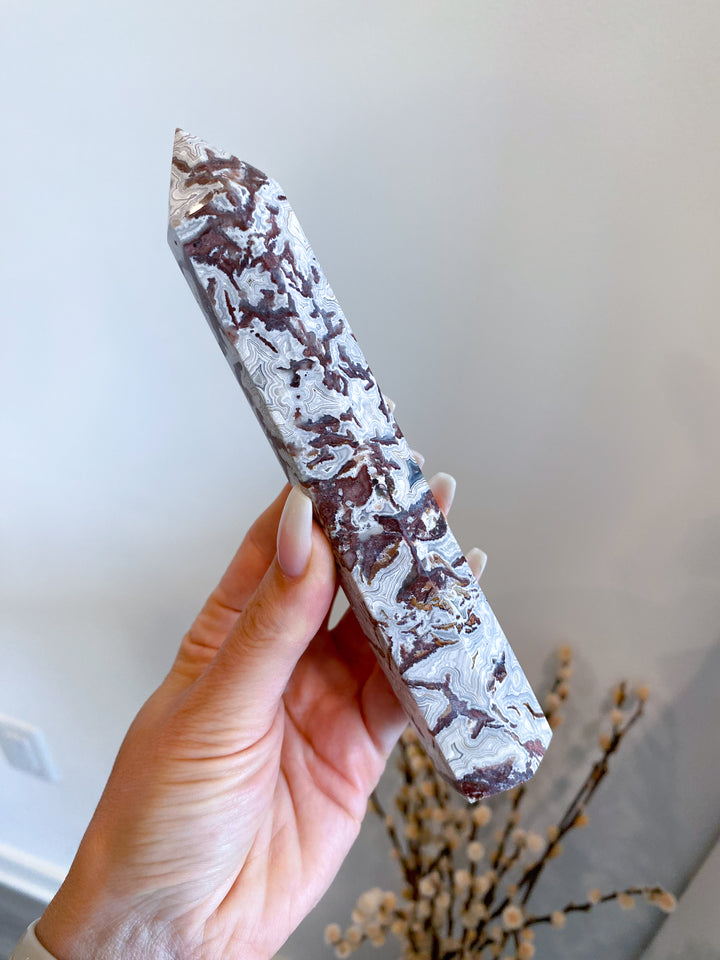 Mexican Crazy Lace Agate Tower 6"