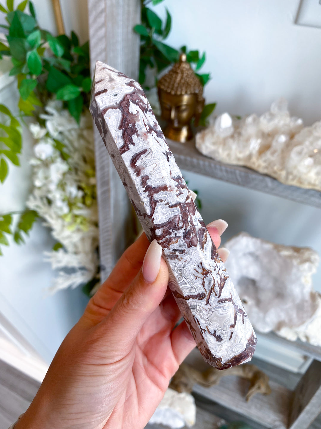 Mexican Crazy Lace Agate Tower 6"