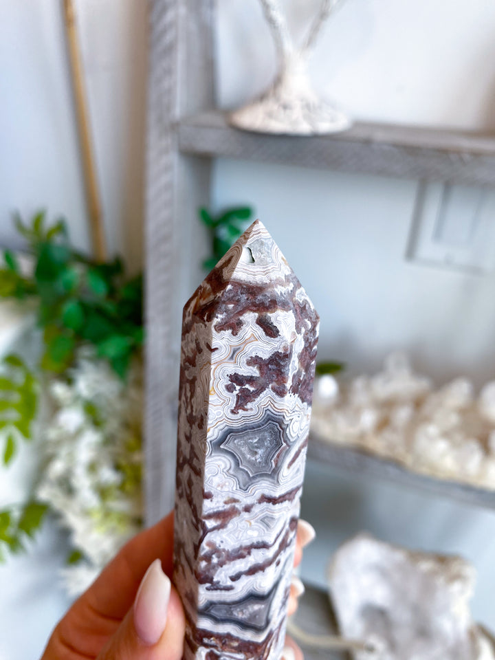 Mexican Crazy Lace Agate Tower 6"