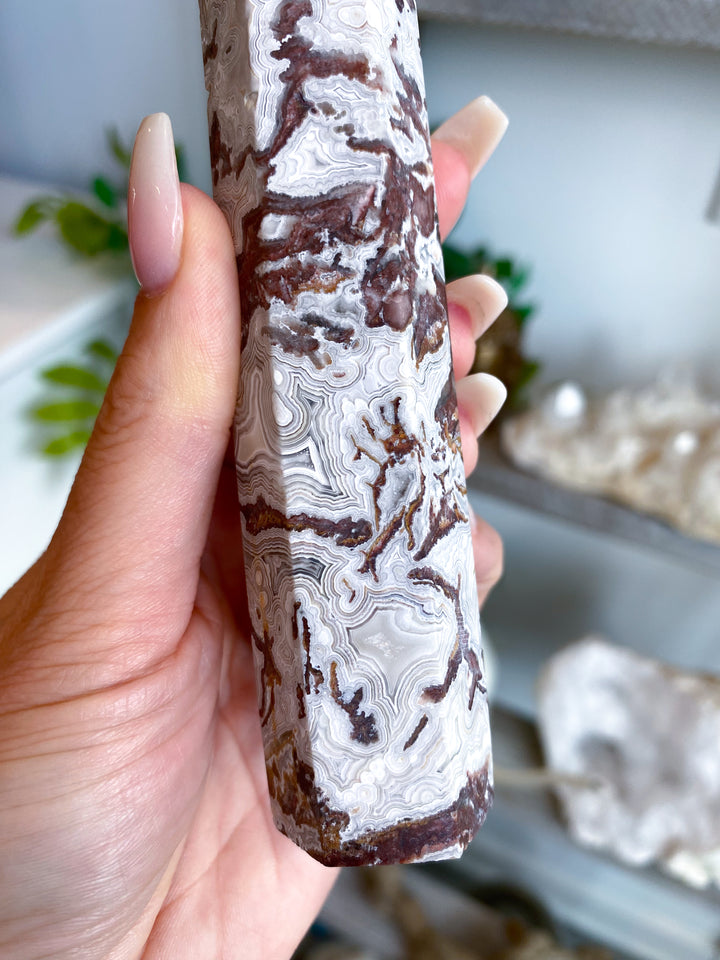 Mexican Crazy Lace Agate Tower 6"