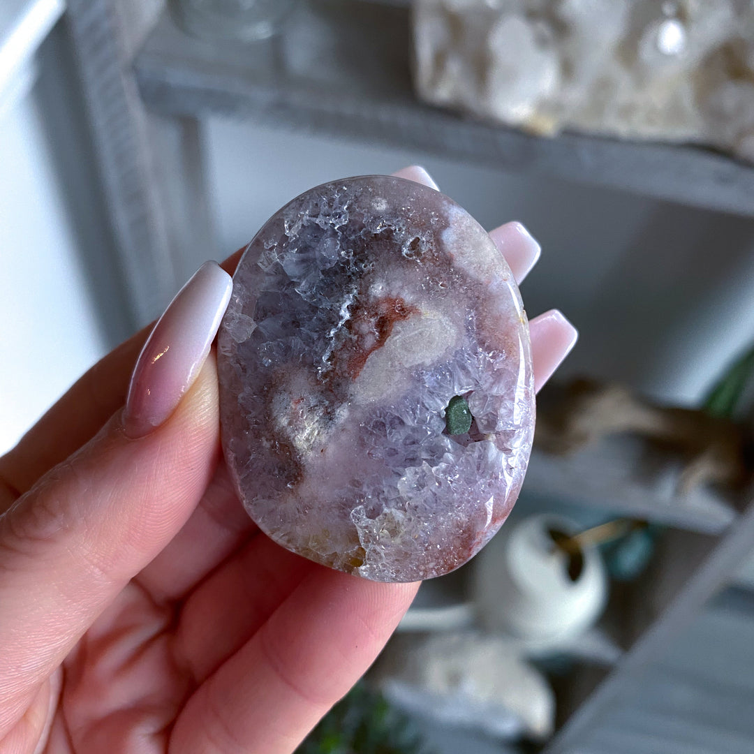 Pink Amethyst with Flower Agate Palm with Inclusions #14
