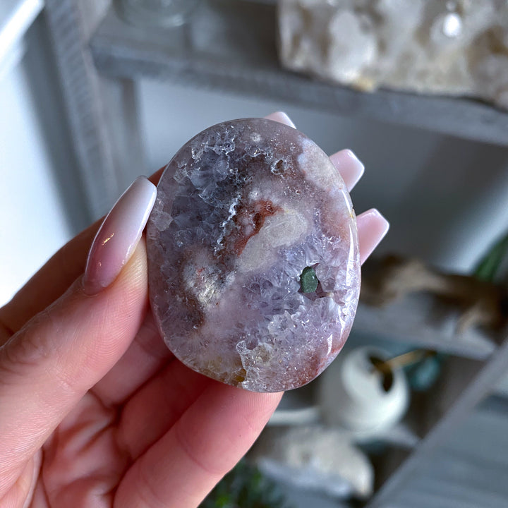Pink Amethyst with Flower Agate Palm with Inclusions #14
