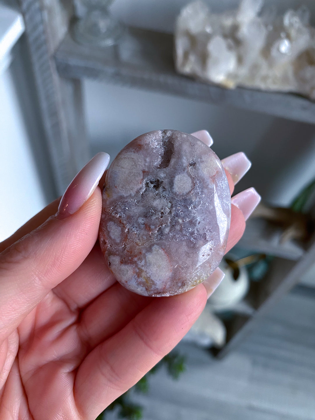 Pink Amethyst with Flower Agate Palm with Inclusions #14
