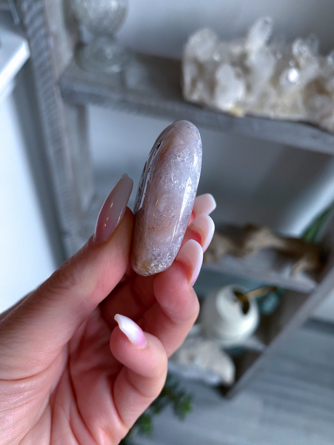Pink Amethyst with Flower Agate Palm with Inclusions #14