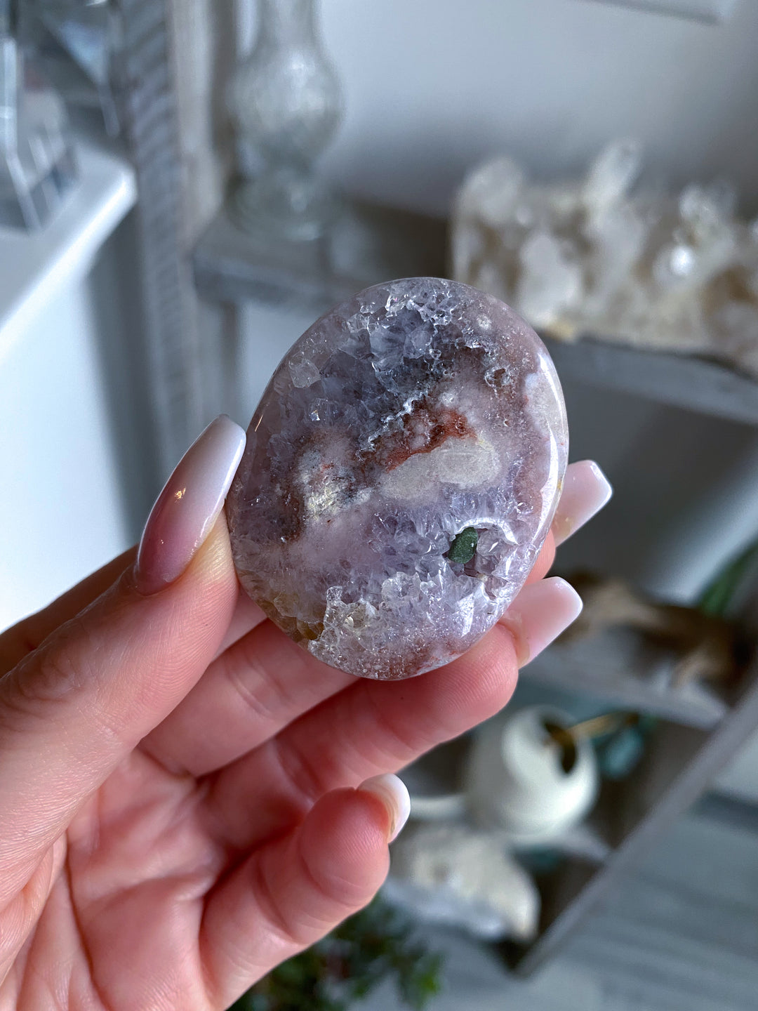 Pink Amethyst with Flower Agate Palm with Inclusions #14