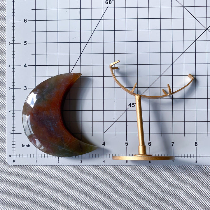 Ocean Jasper Moon on Gold Stand 