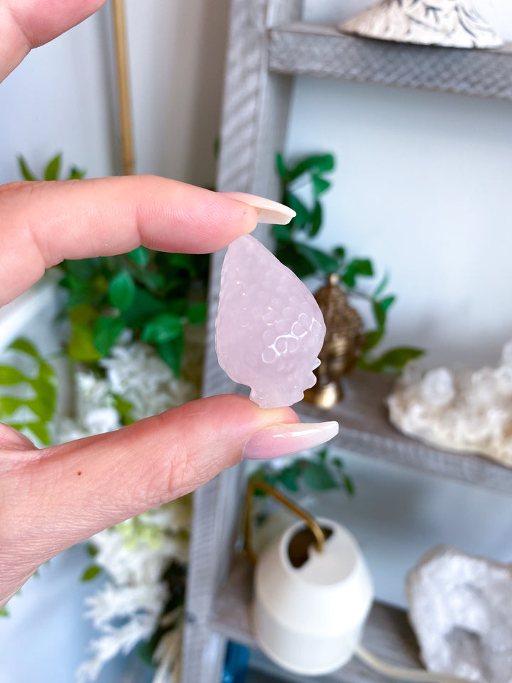 Rose Quartz Strawberry Carving - Imperfect