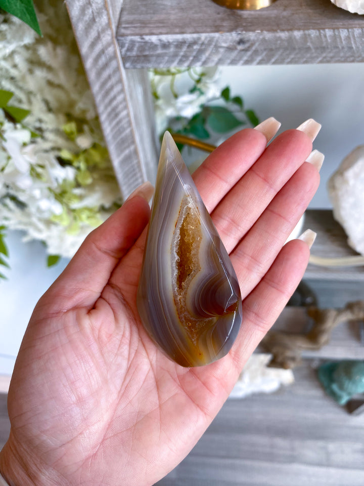 Orange Drusy Agate Flame #2