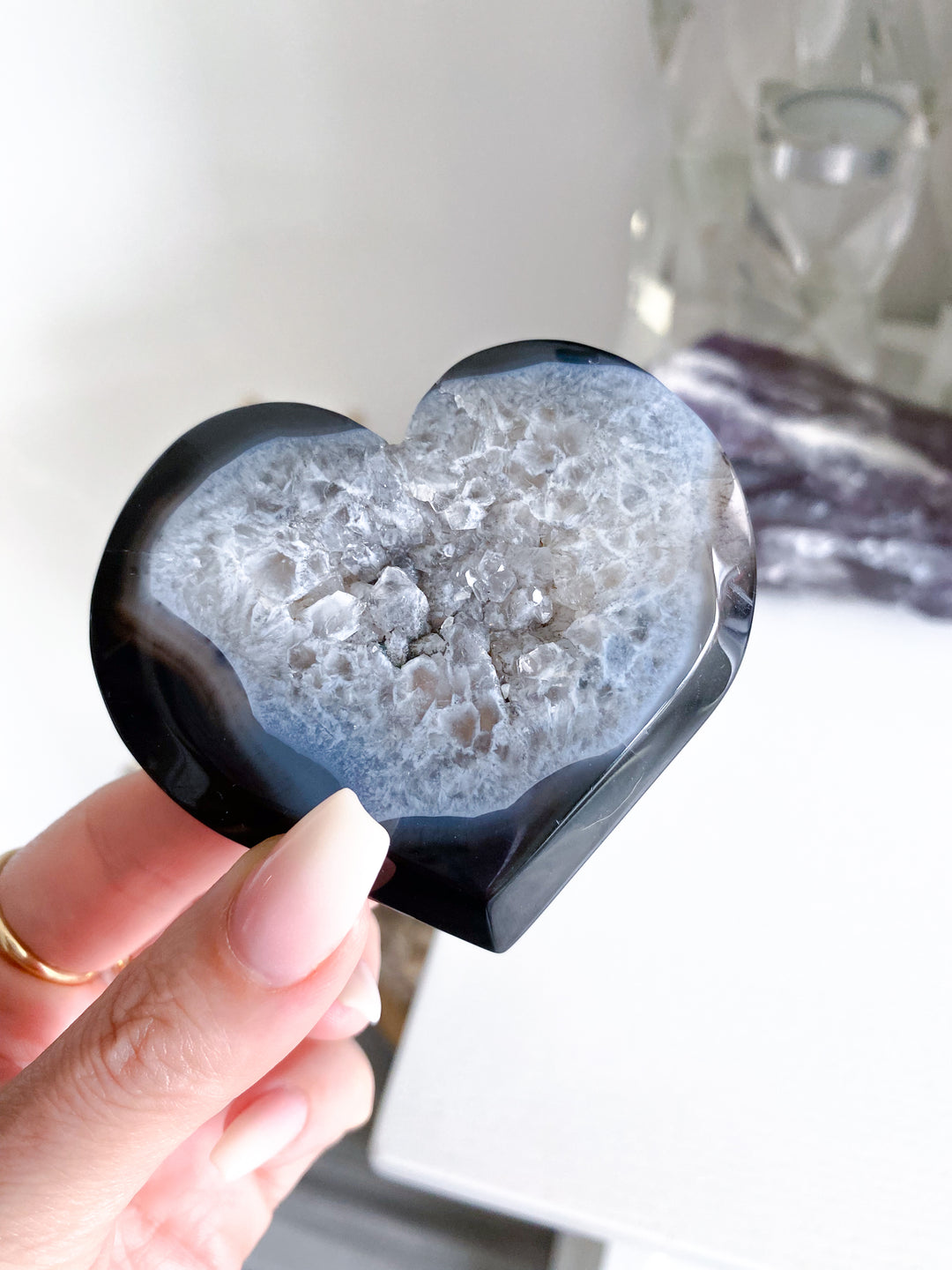 Black Agate Druzy Heart #3 - Get Exact Item