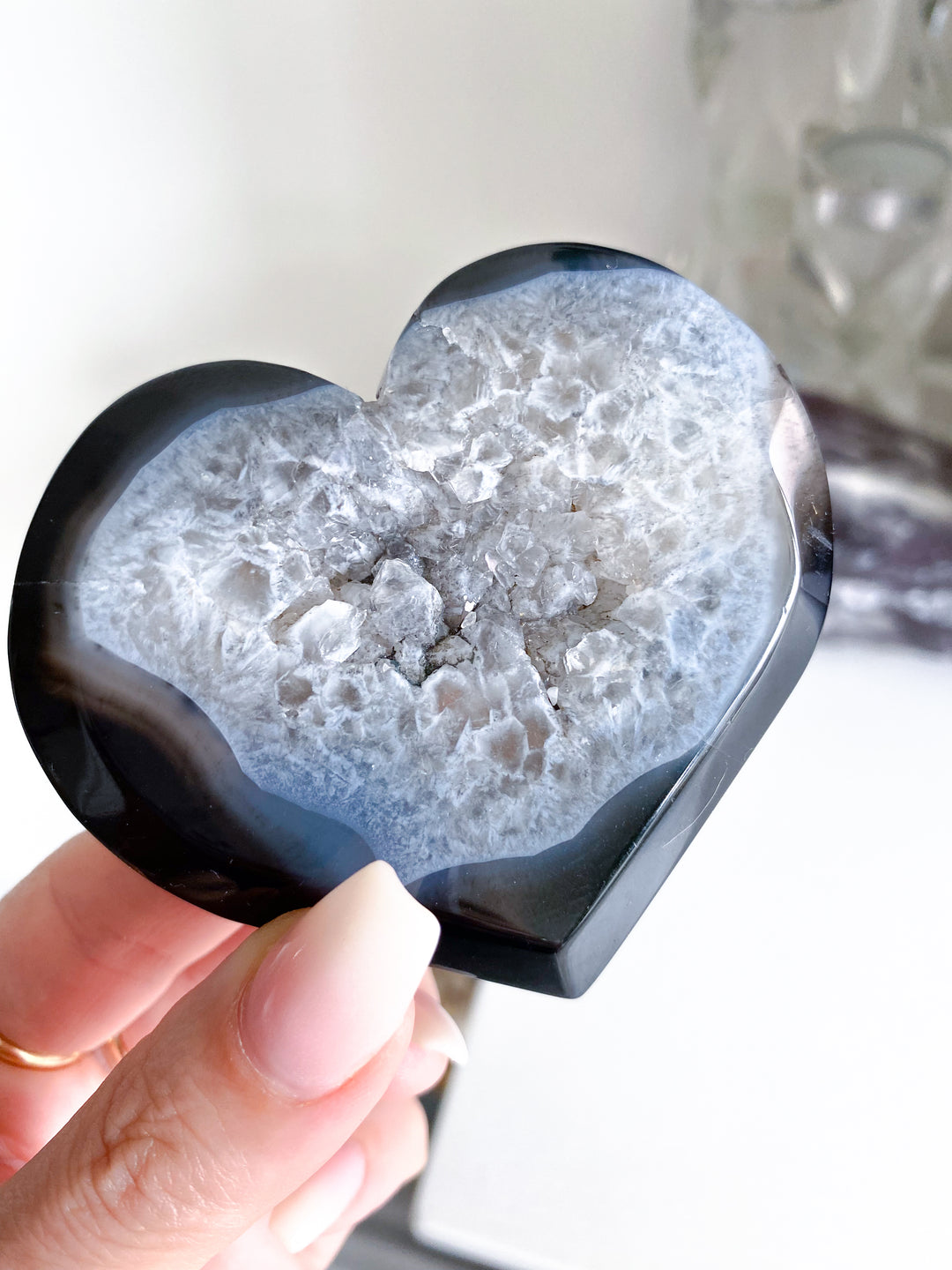 Black Agate Druzy Heart #3 - Get Exact Item